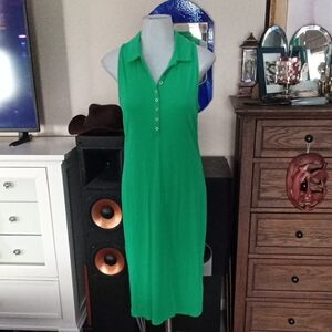 Lilly Pulitzer Green REEMA  Sleeveless Button-Up Polo Dress Sz Small